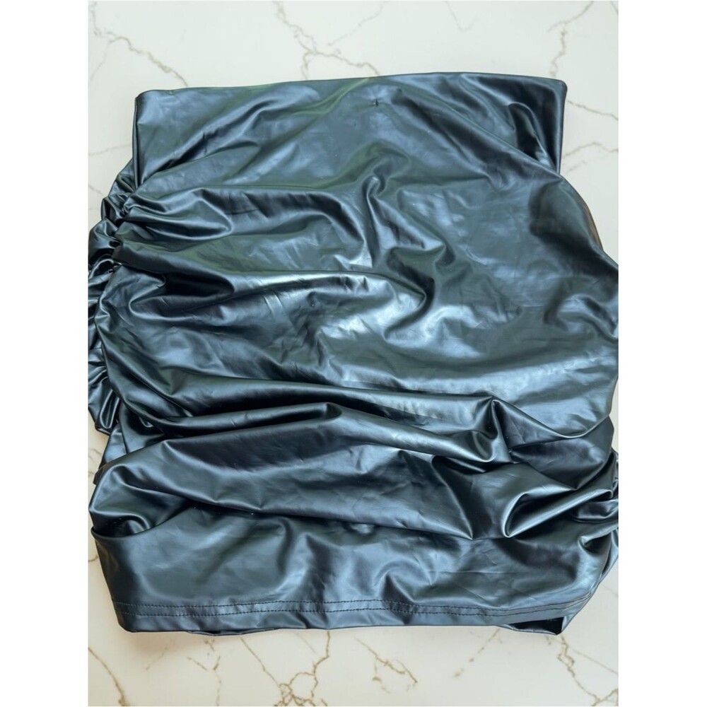 SHEIN Black Faux Leather Crossbody Bag with Ruched Detail